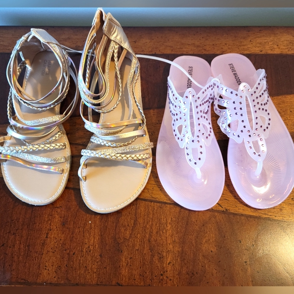 NEW-Girl's Sandal Bundle-2 Pairs-Steve Madden & Harper Canyon-Sz 5